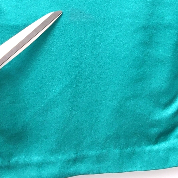 The Sei Off One Shoulder Mini Teal Silk Dress Size 6 - Picture 7 of 13